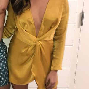 Mustard silk dress
